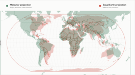 Screenshot with an overlap of the Mercator and the Equal-Earth-Projection, Studio Michael Schmitz Studio Michael Schmitz